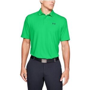 Under Armour Mens Golf Polo Lg Green  HeatGear Loose Fit Sports Apparel Shirt
